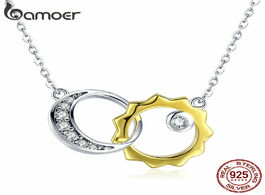Foto van Sieraden bamoer fashion 925 sterling silver sun moon love story women necklaces pendants adjustable 