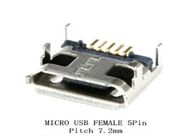 Foto van Elektrisch installatiemateriaal 100pcs micro usb type b 5 pin female socket connector smd 4 legs 90 