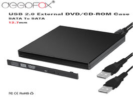 Foto van Computer deepfox hard plastic usb 2.0 sata 12.7mm external dvd enclosure cd rom case for optical dri