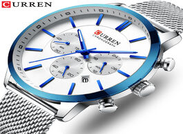Foto van Horloge curren watch men fashion business watches s casual waterproof quartz wristwatch blue steel c