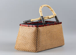 Foto van Tassen vintage hand woven rattan bamboo japanese style art women boutique bag handbag tea storage a4