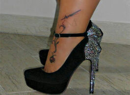 Foto van Schoenen laigzem fashion women heels platform crystal faux suede shoes pumps sandals evening dress c