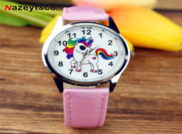 Foto van Horloge new cute children cartoon unicorn skin with quartz watch student gift belt wristwatch