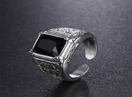 Foto van Sieraden high quality black crystal retro flower 925 sterling silver men s wedding rings jewelry for