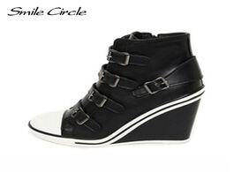 Foto van Schoenen smile circle autumn winter shoes for women wedges sneakers height increase 10cm platform fa