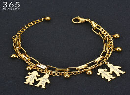 Foto van Sieraden new fashion stainless steel boy girl family bracelet for women gold color adjustable name b