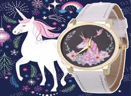 Foto van Horloge 2018 hot watch fashion cute unicorn cartoon girl boy child quartz waterproof sports leather 
