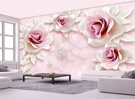 Foto van Woning en bouw custom mural wallpaper fresh simple 3d embossed pink rose art living room bedroom tv 