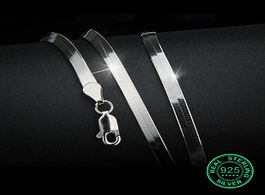 Foto van Sieraden 925 sterling silver men necklace flat thin snake chain 3 4mm unisex women girl gift trendy 