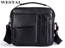 Foto van Tassen westal men s shoulder bag genuine leather male casual messenger crossbody bags for small hand