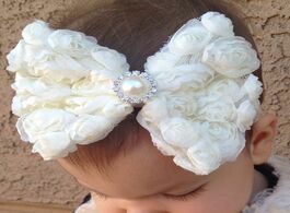 Foto van Baby peuter benodigdheden yundfly vintage girls pearl double layer rose flowers bowknot headband hea