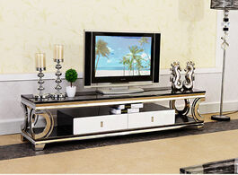 Foto van Meubels natural marble stainless steel tv stand modern living room home furniture led monitor mueble