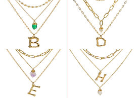 Foto van Sieraden colorful letter big alphabet name 26 initial pendant necklace women gold color natural pear