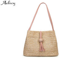 Foto van Tassen aelicy summer women durable weave straw beach bag feminine woven bucket grass casual tote han