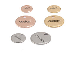 Foto van Sieraden 50pcs gold rose stainless steel blank stamping dog tags round charm pendants custom with an