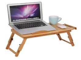 Foto van Meubels 1pc adjustable bamboo desk shelf dormitory bed laptop stand two flowers book reading table