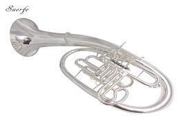 Foto van Sport en spel f bb wagner horn silver plated with case mouthpiece wind musical instruments french