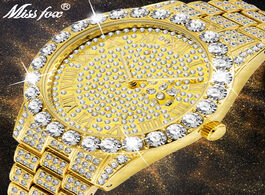 Foto van Horloge missfox men s watch 2020 top selling luxury brand gold fashion watches big diamond bracelet 