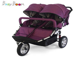 Foto van Baby peuter benodigdheden 12inch rubber wheel twins stroller jogger carriage aluminum alloy frame do
