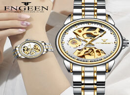 Foto van Horloge new fashion women mechanical watch skeleton design top brand luxury full steel waterproof fe