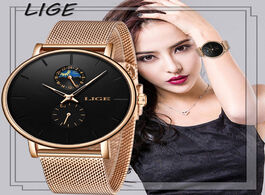Foto van Horloge lige womens watches top brand luxury waterproof watch fashion ladies stainless steel ultra t