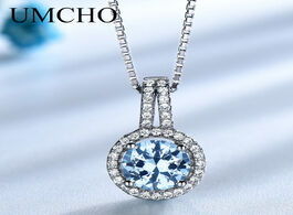 Foto van Sieraden umcho blue topaz gemstone pendants necklaces for women solid 925 sterling silver pendant br