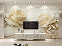 Foto van Woning en bouw 3d wallpaper modern creative white rose flowers wall covering painting living room be