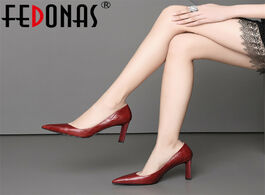 Foto van Schoenen fedonas new arrival women sexy high heels pumps genuine leather pointed toe slip on party w