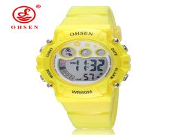 Foto van Horloge ohsen brand fashion led boys kid wristwatches alarm chrono rubber band digital electronic ye