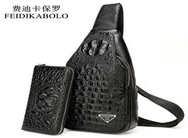 Foto van Tassen feidikabolo 3d crocodile men chest pack leather travel s crossbody bags male shoulder bag bac