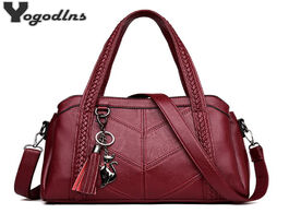 Foto van Tassen fashion shoulder bag for women messenger ladies retro pu leather handbag purse with tassels f