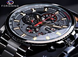 Foto van Horloge forsining 2019 3 dial calendar multifunction military luminous hand mens mechanical sport au