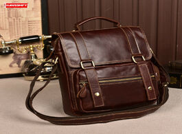 Foto van Tassen new men s business bag retro first layer leather handbag shoulder casual male crossbody messe