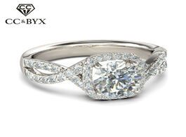 Foto van Sieraden cc silver rings for women classic cubic zirconia square twist arm romantic fashion jewelry 