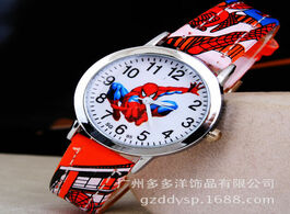 Foto van Horloge spider man cartoon watch children kids wristwatch boys clock child gift leather wrist quartz