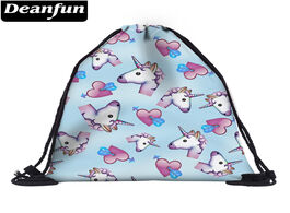 Foto van Tassen deanfun 3d printing unicorn drawstring shoulder bags cute gift for children school organizer 