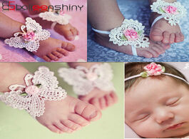 Foto van Baby peuter benodigdheden balleenshiny 3pcs flower headband girls barefoot sandals hair foot accesso