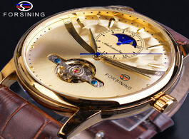 Foto van Horloge forsining moon phase automatic watch royal men golden waterproof mechanical wristwatch casua
