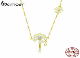 Foto van Sieraden bamoer falling petal daisy necklaces for women 925 sterling silver real gold color enamel f