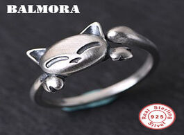 Foto van Sieraden balmora 925 sterling silver cute kitten animal open rings for women girl lover retro fashio