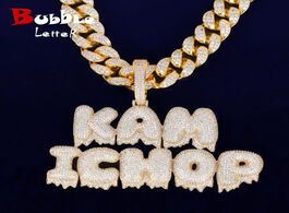 Foto van Sieraden custom name drip bubble letters pendants necklaces with 20mm cuban chain men s zircon hip h