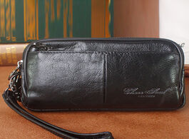 Foto van Tassen men genuine leather clutch wrist handy bags wallet multifunction waist belt organizer wallets