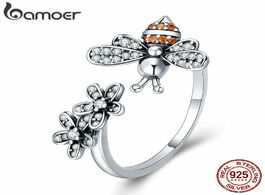 Foto van Sieraden bamoer 100 925 sterling silver trendy bee daisy flower finger rings for women adjustable si