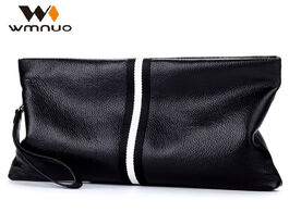Foto van Tassen wmnuo new fashion hand bag men stripe real leather cowhide clutches male clutch wallet design