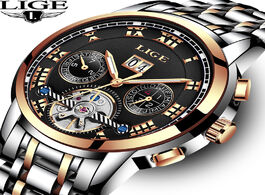 Foto van Horloge 2020 new lige brand watch men top luxury automatic mechanical stainless steel clock business