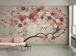 Foto van Woning en bouw modern creative flowers tree photo mural wallpaper living room tv sofa bedroom home d
