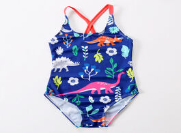 Foto van: Sport en spel 2019 new swimsuit girls one piece swimwear dinosaur print bodysuit floral children bea