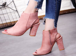 Foto van Schoenen fashion women s peep toe summer open pumps casual faux suede ankle boots thick high heels s