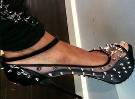 Foto van Schoenen spikes cover transparent pvc ladies platform high heels black patent leather women open toe
