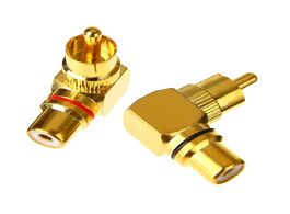 Foto van Elektrisch installatiemateriaal 2pcs gold plated rca right angle male to female connector plug adapt